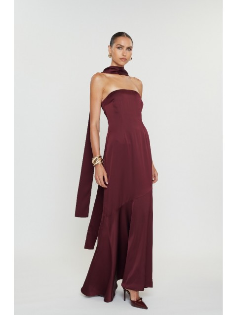 MIX AND MATCH Nepheli Dress Burgundy Βουργουνδί Μάξι Φόρεμα